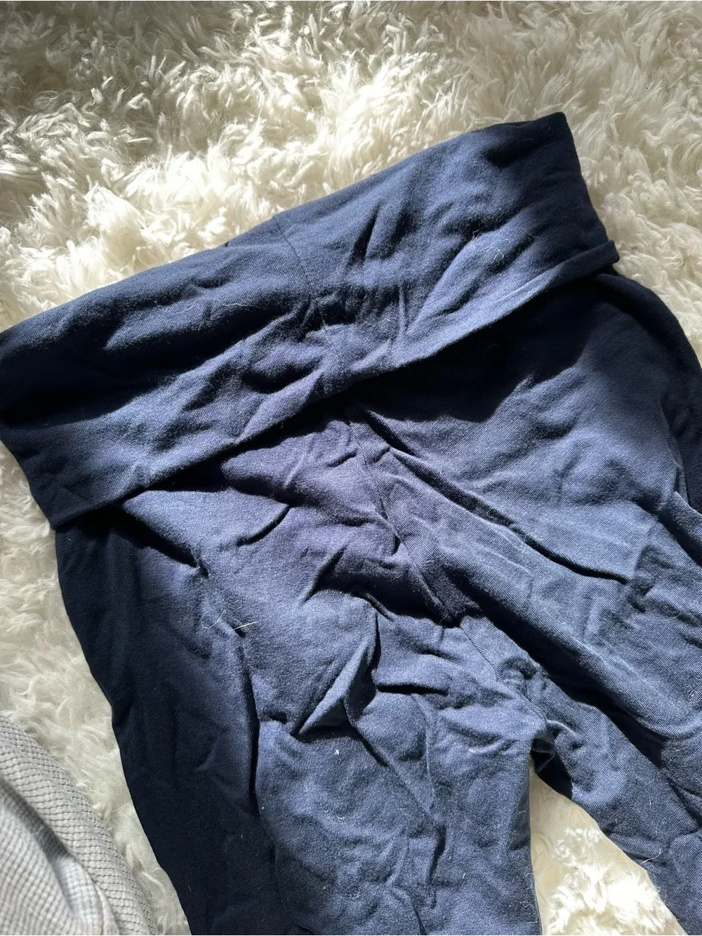 Navy Fold-Over Waist Leggings - Picture 4 of 4